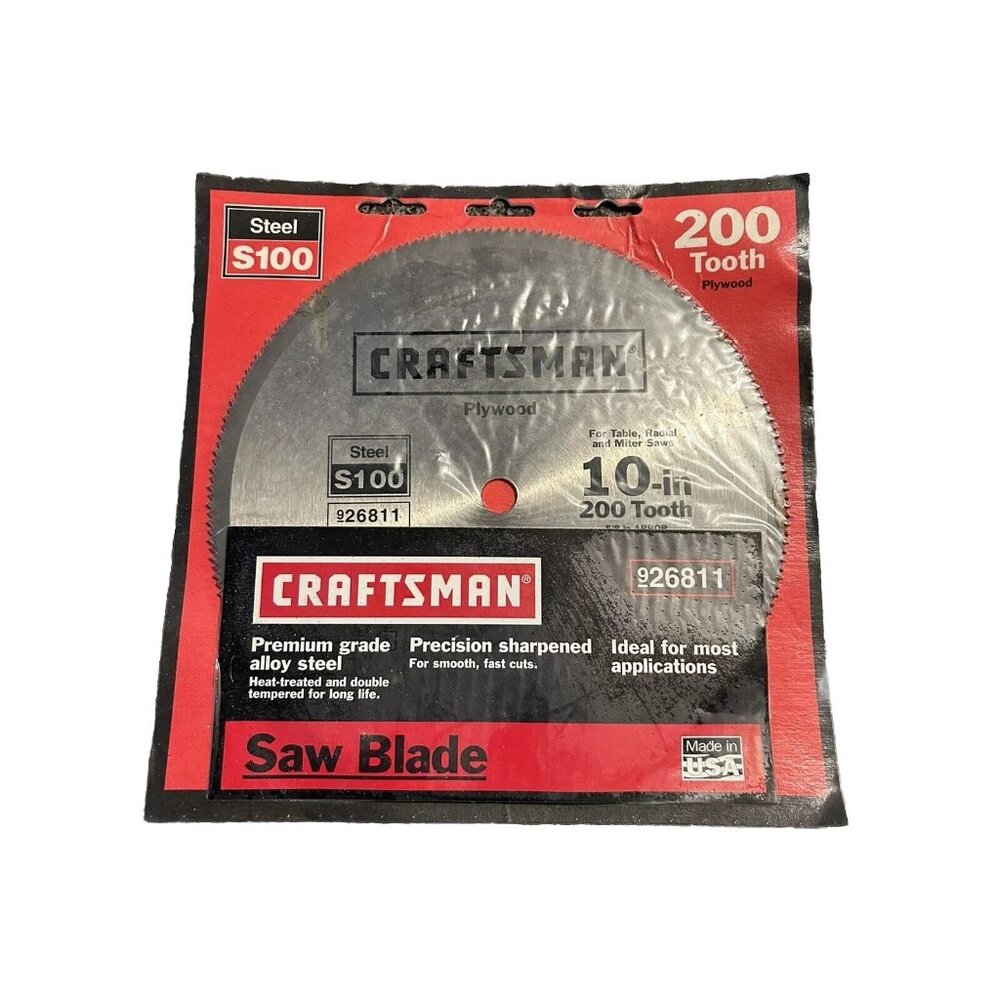 Craftsman 26811 10" x 200 Tooth Saw Blade Crosscut Plywood Power Tool Accessory